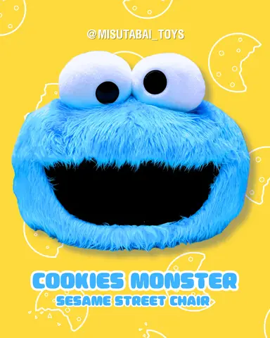 Figura de Cookie Monster de Barrio Sésamo, chaise de diseño de 40cm por POP SUNDAY