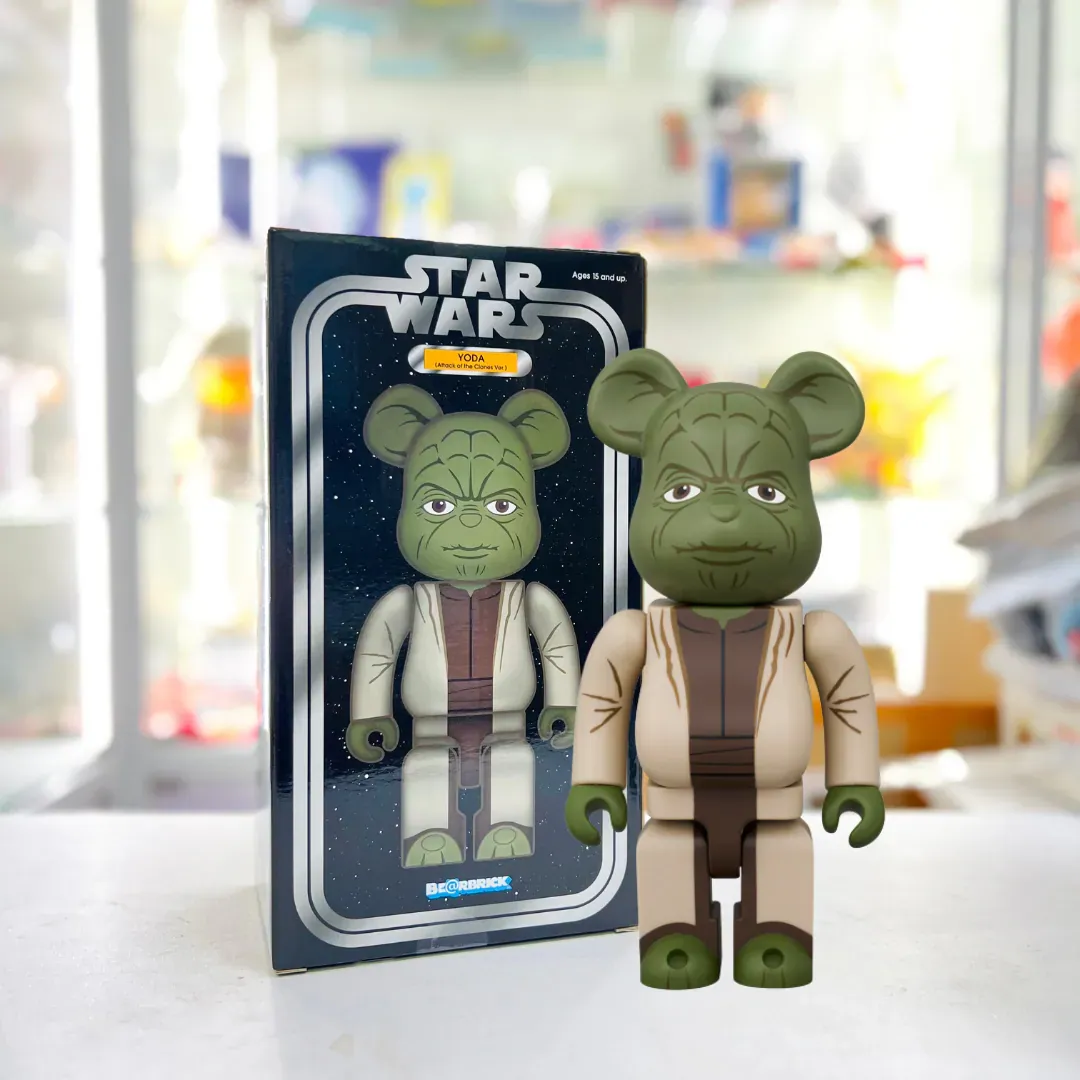 Bearbrick 400% Figur von Yoda, inspiriert von Star Wars: Angriff der Klonkrieger, Medicom Toy.