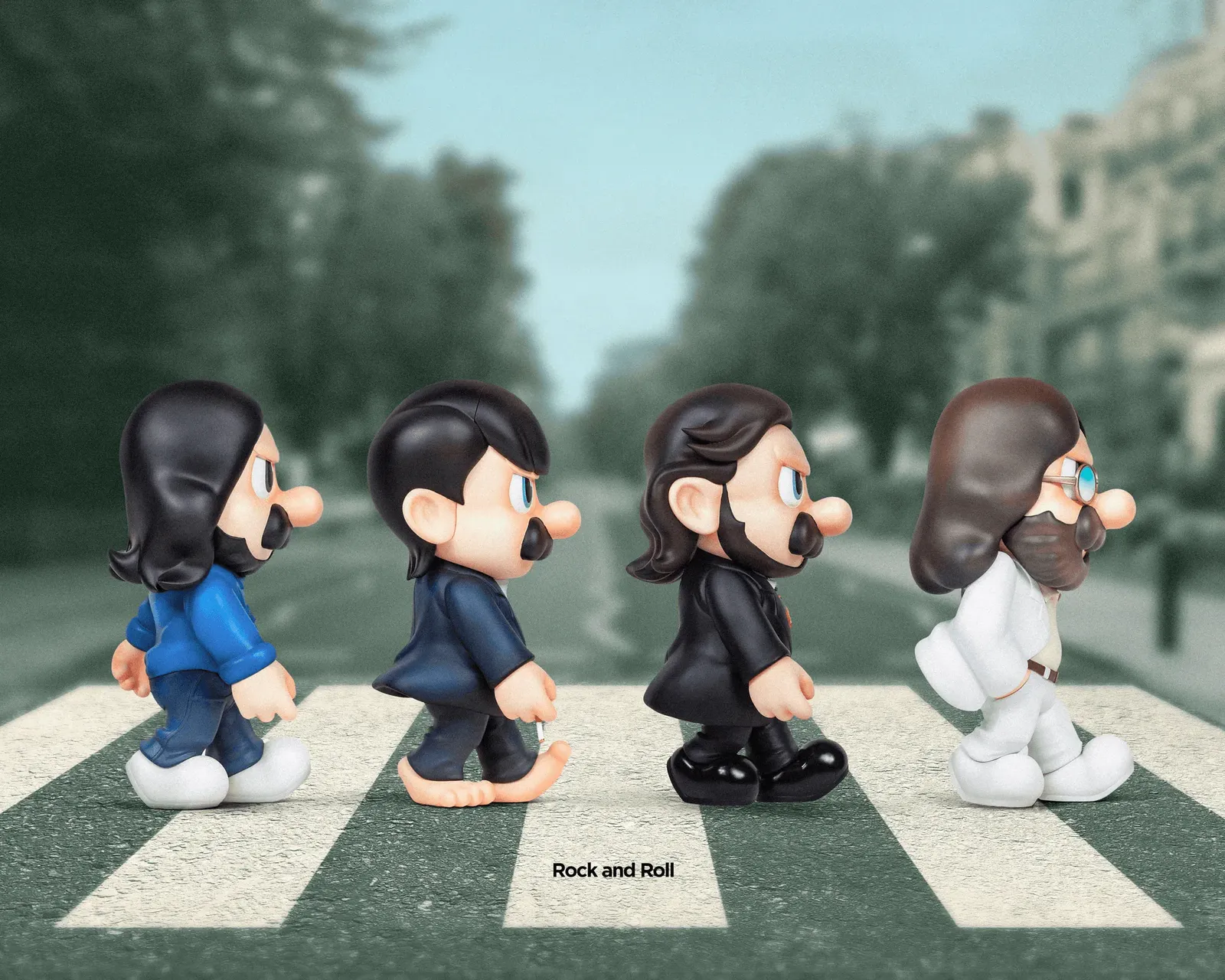Set aus zwei Sammlerfiguren, die Filmcharaktere im stilisierten Design darstellen, Leon Rock n Roll