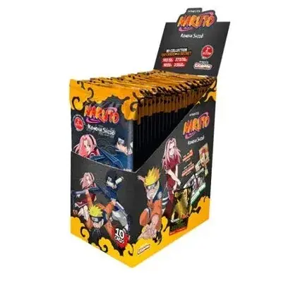 Caja de refuerzo Naruto TCG Primera Serie 2ª Edición, versión inglesa, mostrando personajes de Naruto en el empaque.