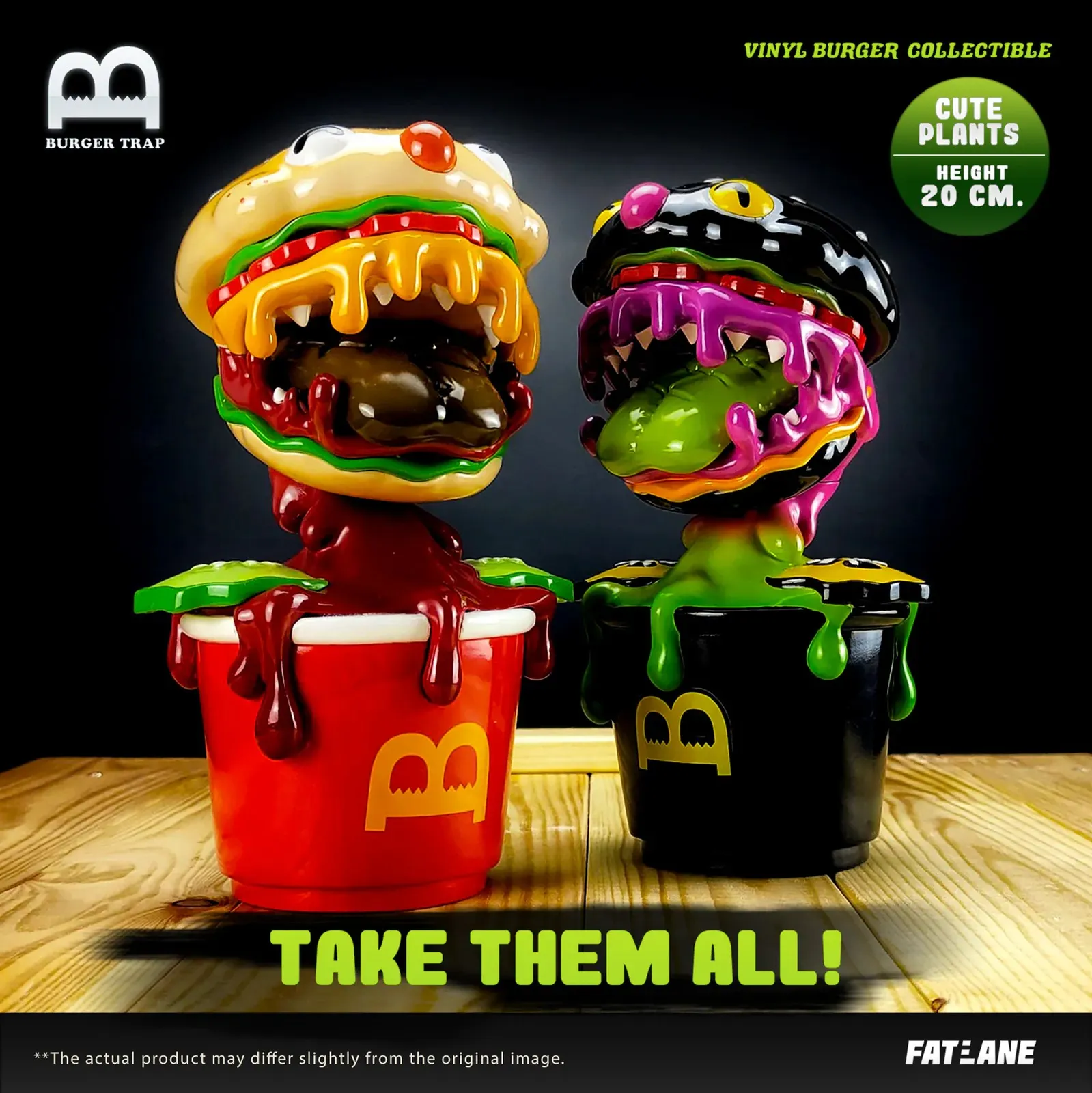 BURGER TRAP Figur von Fat Lane17 Official, Originalversion, auf einer neutralen Oberfläche platziert.